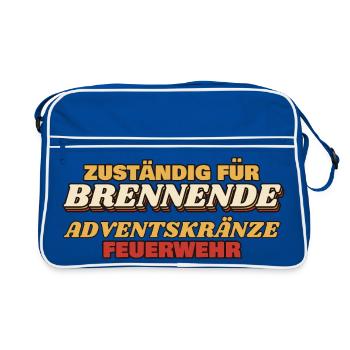 Zuständig für brennende Adventskränze - Retro Tasche - Blau/Weiß - Vorne