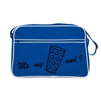 Me my Dubbeglas and I - Retro Tasche - Blau/Weiß - Vorne