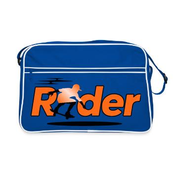 Silhouette de cycliste sur orange - Sac Retro - bleu/blanc - Devant
