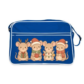 Mice Children Boys Girls Christmas Mice - Retro Bag - blue/white - Front