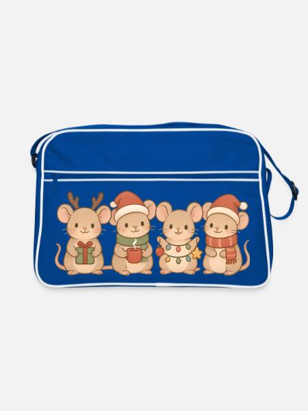 Souris Enfants Garçons Filles Souris de Noël - Sac Retro - bleu/blanc - Devant