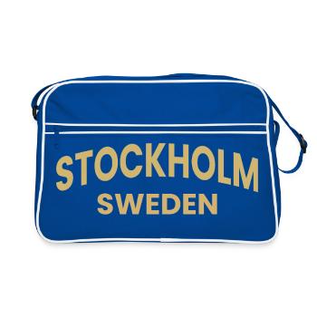 Stockholm – Sweden Text Design - Retro Bag - blue/white - Front