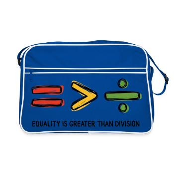 Message « L’égalité est plus grande que la division » - Sac Retro - bleu/blanc - Devant
