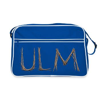 Lettrage ULM avec des brindilles posées par le moineau - Sac Retro - bleu/blanc - Devant