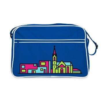 Linz City Skyline New Cathedral Modern Line Art - Retro Bag - blue/white - Front