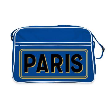 Schwarz-Gold-Pariser Schild – Französisches Stadtschild - Retro Tasche - Blau/Weiß - Vorne