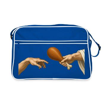 Truthahn – Die Schöpfung – Lustiges Thanksgiving - Retro Tasche - Blau/Weiß - Vorne