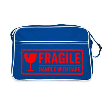 Fragile Handle With Care Shipping Stamp Vector - Retro Bag - blue/white - Front