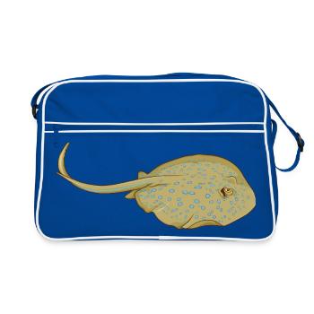 Blaupunktrochen im Cartoon Stil - Retro Tasche - Blau/Weiß - Vorne