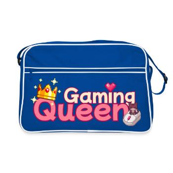 Gaming Queen Pixel Art Crown - Retro Tasche - Blau/Weiß - Vorne