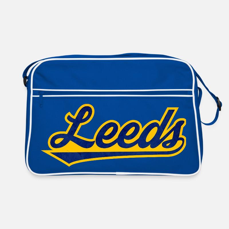 Leeds Script Logo Blau Gelb Retro Tasche