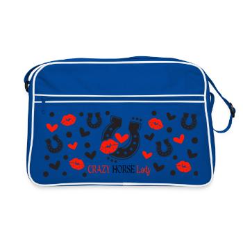 crazy horse lady motifs noir et rouge - Sac Retro - bleu/blanc - Devant