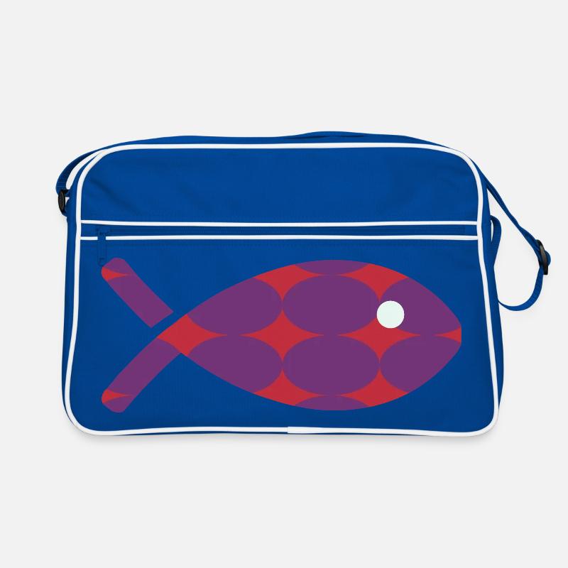 POISSON. MEMOIRE. SARDINE. POISSON D'AVRIL - Sac Retro - bleu/blanc