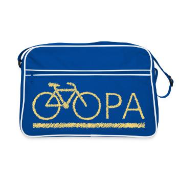 bester Opa Fahrrad Mountainbike Radeln Kritzeln - Retro Tasche - Blau/Weiß - Vorne