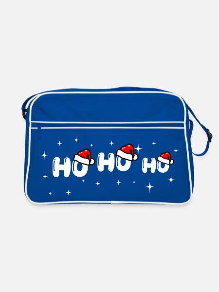 Ho Ho Ho Santa Font Design - Retro Bag - blue/white - Front