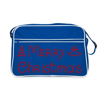 Merry Christmas handwritten lettering phrase . - Retro Tasche - Blau/Weiß - Vorne