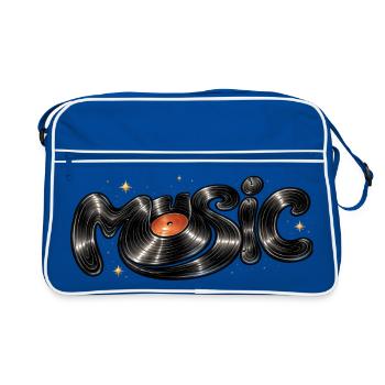 Police musicale tirée du disque vinyle - Sac Retro - bleu/blanc - Devant
