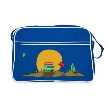 Sunny Summer Day Icecream Stand & Kite - Retro Bag - blue/white - Front