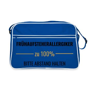 Frühaufsteherallergiker zu 100% - Retro Tasche - Blau/Weiß - Vorne