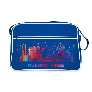 Portenos Skyline Buenos Aires - Retro Tasche - Blau/Weiß - Vorne