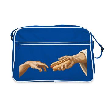 Hotdog Die Kreation Lustiger Hotdog - Retro Tasche - Blau/Weiß - Vorne