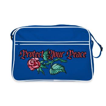 Protect Your Peace: Rose Floral - Retro Bag - blue/white - Front