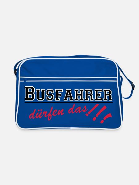 Busfahrer Bus Omnibus Kraftfahrer dürfen...(25) - Retro Tasche - Blau/Weiß - Vorne