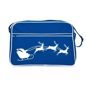 Weihnachtsmann mit Schlitten - Retro Tasche - Blau/Weiß - Vorne