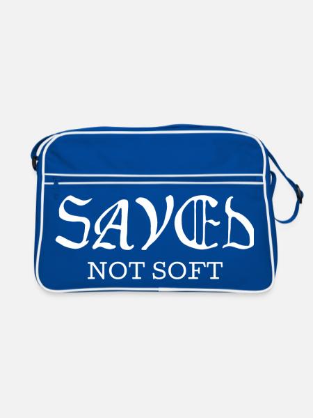 Gespeichert nicht weich - Retro Tasche - Blau/Weiß