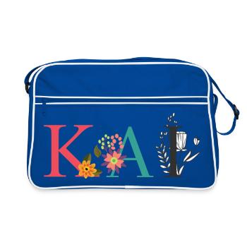KAI Name Art With Flowers Embroidered - Retro Bag - blue/white - Front