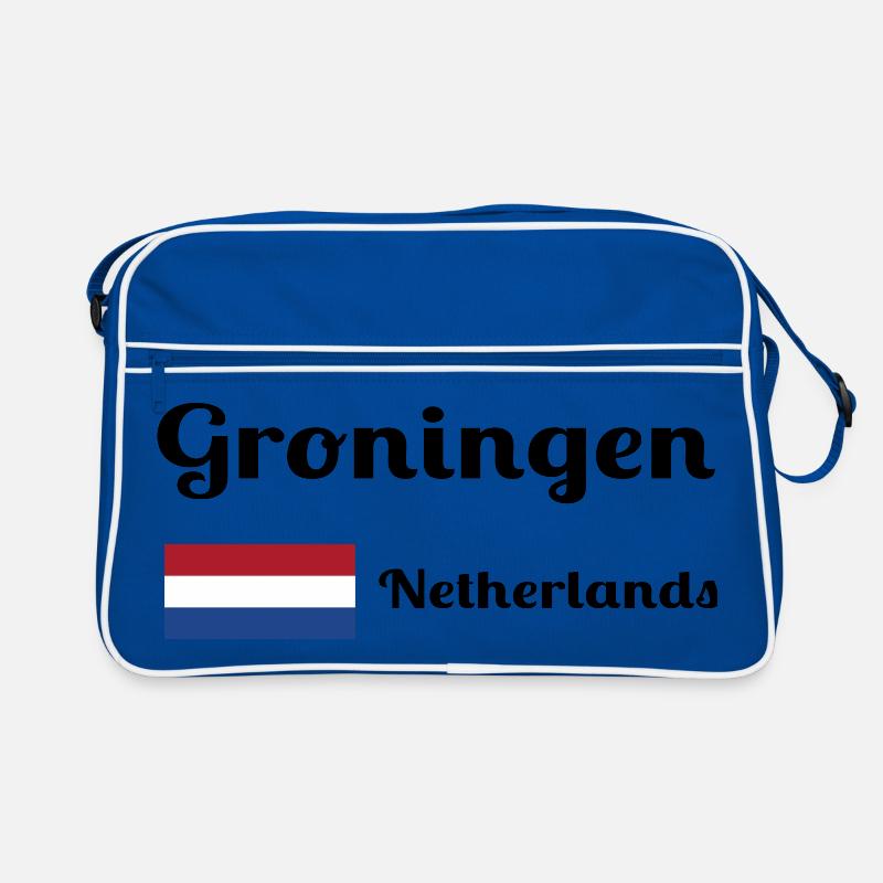 Groningen Niederlande - Stilvolle Drucke - Retro Tasche - Blau/Weiß