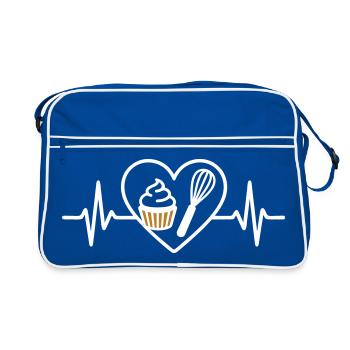 Pastry Heart Whip Whipped Cream Gourmet Dessert - Retro Bag - blue/white - Front