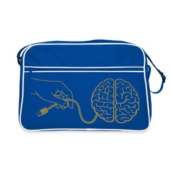 Brain Head Cable Connector Artificial Intelligence - Retro Bag - blue/white - Front