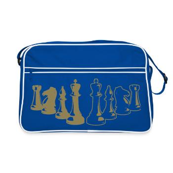 Minimalist Chess Silhouette Chessboard - Retro Bag - blue/white - Front