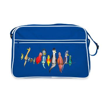 Colorful birds on a leash - Retro Bag - blue/white - Front