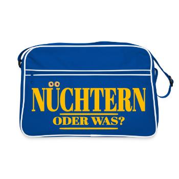 nüchtern spruch lustige party - Retro Tasche - Blau/Weiß - Vorne
