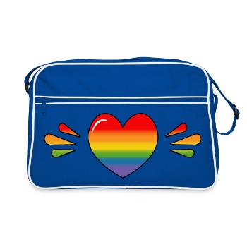 Rainbow Sparkling heart - Retro Bag - blue/white - Front