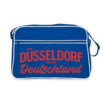 Düsseldorf Deutschland Retro Schriftlogo - Retro Tasche - Blau/Weiß - Vorne