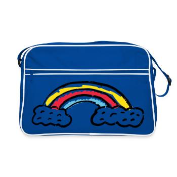 Coups d’arc de pinceau arc-en-ciel - Sac Retro - bleu/blanc - Devant