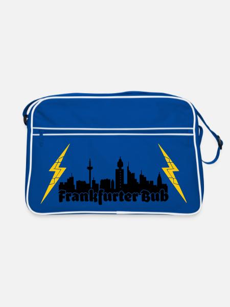 Frankfurter Bub ffm skyline - Retro Tasche - Blau/Weiß - Vorne