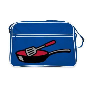 Frying pan Cooking Chef Restaurant Gastro - Retro Bag - blue/white - Front