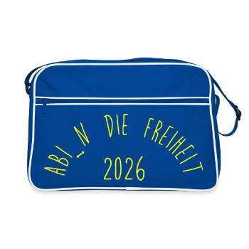 ABITUR: Ab_In die Freiheit - Retro Tasche - Blau/Weiß - Vorne
