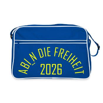 ABI 2026 Freiheit - Retro Tasche - Blau/Weiß - Vorne