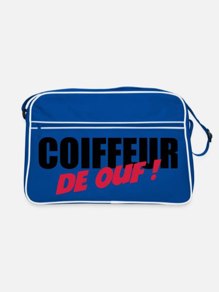 Coiffure / Coiffeur / Coiffeuse / Mode / Cheveux - Sac Retro - bleu/blanc - Devant