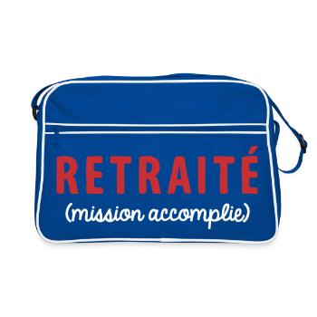 Retraité Mission Accomplie Humour Départ Retraite - Sac Retro - bleu/blanc - Devant