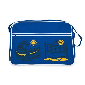 Volleyball Turnier Strand Sommer Sport Camp - Retro Tasche - Blau/Weiß - Vorne