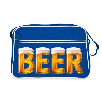 Chemise Bière | T-shirt graphique drôle pour amateurs de bière - Sac Retro - bleu/blanc - Devant