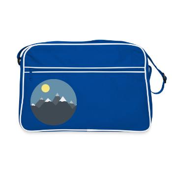 Paysage nuit soleil lune montagnes nature neige - Sac Retro - bleu/blanc - Devant