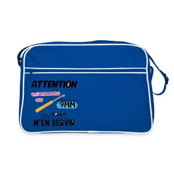 Je possède un crochet 9mm et je sais m'en servir. - Sac Retro - bleu/blanc - Devant