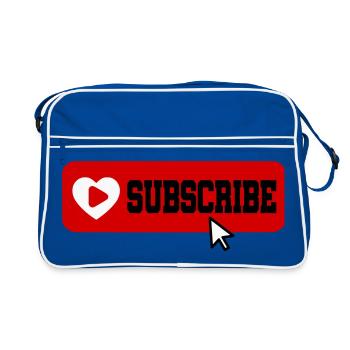 Fabulous YouTube Channel Subscribe Button Icon - Retro Bag - blue/white - Front